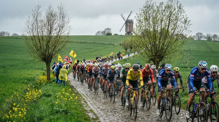 Frühjahrsklassiker-Szene symbolisiert Saisonstart im Radsport