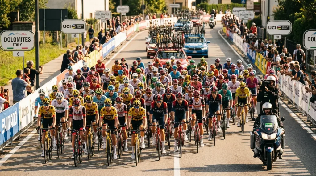 UCI WorldTour Peloton bei einem professionellen Straßenrennen
